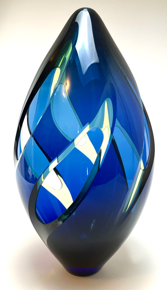 Blue green tall vase